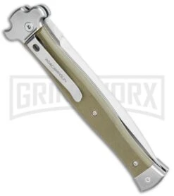 AGA Campolin Zero+ Green G-10 Leverlock Automatic Knife - Dagger Satin Plain 2.0 -Automatic Knives Shop AGA Campolin Zero Dagger LL Auto Green G 10 Satin BHQ 105462 jr side large