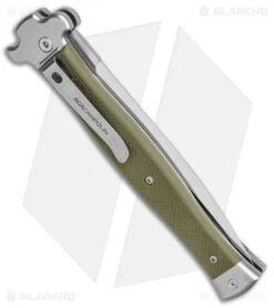 AGA Campolin Zero+ Dagger Leverlock Automatic Green G-10 (4.5" Satin M390) -Automatic Knives Shop AGA Campolin Zero Dagger LL Auto Green G 10 Satin BHQ 134844 jr side