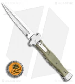 AGA Campolin Zero Dagger Leverlock Auto Knife G-10 Green (3.75" Satin) -Automatic Knives Shop AGA Campolin Zero Dagger Leverlock Automatic Knife G10 Grn Coated 3.75 Polish BHQ 115850 LS Bottlecap