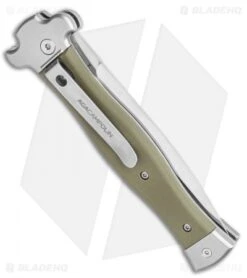 AGA Campolin Zero Dagger Leverlock Auto Knife G-10 Green (3.75" Satin) -Automatic Knives Shop AGA Campolin Zero Dagger Leverlock Automatic Knife G10 Grn Coated 3.75 Polish BHQ 115850 LS Side
