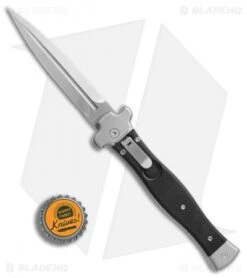 AGA Campolin Zero Dagger Leverlock Automatic Knife Black G-10 (3.75" Stonewash) -Automatic Knives Shop AGA Campolin Zero Dagger black G10 sw BHQ 74034 er bottlecap