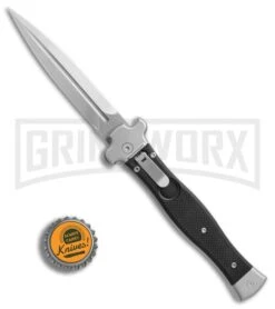 AGA Campolin Zero Black G-10 Leverlock Automatic Knife - Dagger Stonewash Plain -Automatic Knives Shop AGA Campolin Zero Dagger black G10 sw BHQ 74034 er bottlecap large