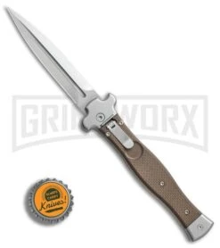 AGA Campolin Zero Brown G-10 Leverlock Automatic Knife - Dagger Satin Plain -Automatic Knives Shop AGA Campolin Zero Dagger leverlock brown G10 satin BHQ 74942 er bottlecap large