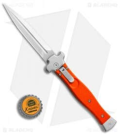 AGA Campolin Zero Dagger Leverlock Automatic Knife Orange G-10 (3.75" Stonewash) -Automatic Knives Shop AGA Campolin Zero Dagger orange G10 sw BHQ 74940 jr bottlecap