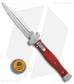 AGA Campolin Zero Dagger Leverlock Automatic Knife Red G-10 (3.75" Stonewash) -Automatic Knives Shop AGA Campolin Zero Dagger red G10 sw BHQ 74036 jr bottlecap