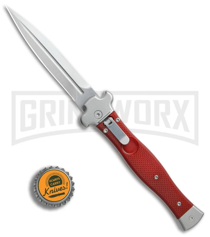 AGA Campolin Zero Red G-10 Leverlock Automatic Knife - Dagger Stonewash Plain 4 AGA Campolin Zero Red G-10 Leverlock Automatic Knife - Dagger Stonewash Plain - Image 4