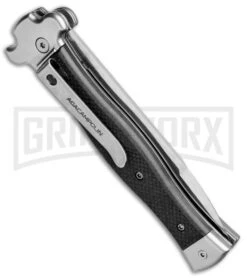 AGA Campolin Zero Black G-10 Leverlock Automatic Knife - Bayonet Satin Plain -Automatic Knives Shop AGA Campolin Zero G 10 Black AGA01N SB BP 20043 jr side large