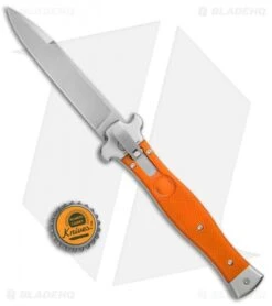 AGA Campolin Zero Italian Leverlock Automatic Orange G-10 (3.75" Stonewash) -Automatic Knives Shop AGA Campolin Zero G 10 Orange SW AGA01O SWB BP 20045 jr bottlecap