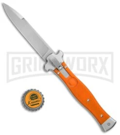 AGA Campolin Zero Orange G-10 Leverlock Automatic - Bayonet Stonewash Plain -Automatic Knives Shop AGA Campolin Zero G 10 Orange SW AGA01O SWB BP 20045 jr bottlecap large