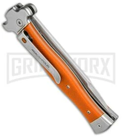 AGA Campolin Zero Orange G-10 Leverlock Automatic - Bayonet Stonewash Plain -Automatic Knives Shop AGA Campolin Zero G 10 Orange SW AGA01O SWB BP 20045 jr side large
