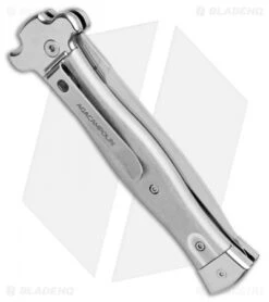 AGA Campolin Zero Dagger Leverlock Automatic Knife Aluminum (3.75" Tumbled) -Automatic Knives Shop AGA Campolin Zero Gray Aluminum LL Dagger Tumbled AGA01ALP D BHQ 99915 jr side
