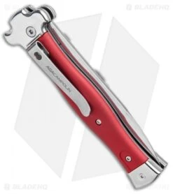 AGA Campolin Zero Italian Leverlock Automatic Knife Red Aluminum (3.75" Tumbled) -Automatic Knives Shop AGA Campolin Zero Italian LL Auto Red Aluminum Tumbled BHQ 95350 jr side