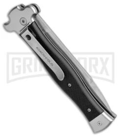 AGA Campolin Zero Black G-10 Leverlock Automatic Knife - Bayonet SW Plain -Automatic Knives Shop AGA Campolin Zero Italian LL Black G 10 Satin AGA01N SWB BHQ 74949 jr side large