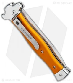 AGA Campolin Zero Italian Leverlock Automatic Knife Orange Al (3.75" Tumbled) -Automatic Knives Shop AGA Campolin Zero Italian LL Orange Aluminum Tumbled AGA01ALO LB BHQ 97990 jr side