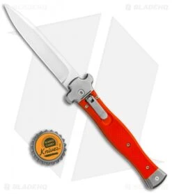 AGA Campolin Zero Leverlock Automatic Knife Orange G-10 (3.75" Satin) -Automatic Knives Shop AGA Campolin Zero Orange G 10 LL Bayo Satin GX 19715 jr bottlecap