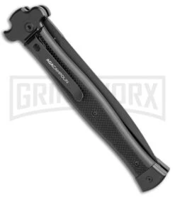 AGA Campolin Zero+ Italian Leverlock Automatic Knife Black G-10 (4.5"Blk Dagger) -Automatic Knives Shop AGA Campolin Zero Plus Italian LL Black G 10 Black Dagger BHQ 110302 jr side large