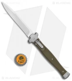 AGA Campolin Zero Bayonet Leverlock Automatic Green G-10 (4.5" Satin) -Automatic Knives Shop AGA Campolin Zero Reverse Tanto LL Auto Green G 10 Satin BHQ 134843 jr bottlecap