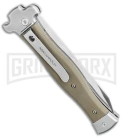 AGA Campolin Zero Green G-10 Leverlock Automatic Knife - Reverse Tanto Satin -Automatic Knives Shop AGA Campolin Zero Reverse Tanto Leverlock Automatic Green G 10 3.75 Satin AGA01V ST BHQ 116873 LS Side large