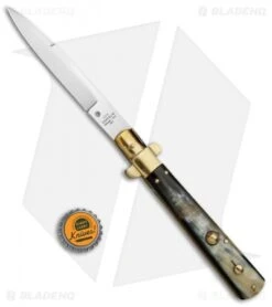 AGA Campolin 11" Frosolone Bayonet Stiletto Automatic Brazilian/Brass (5" Satin) -Automatic Knives Shop AGA Frosolone Brazilian Brass 11in Bayo BP 29290 jr bottlecap