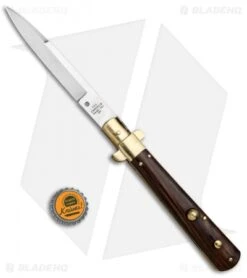 AGA Campolin 11" Frosolone Bayonet Stiletto Knife Cocobolo/Brass (5" Satin) -Automatic Knives Shop AGA Frosolone Cocobolo Brass 11in Bayo BP 29293 jr bottlecap