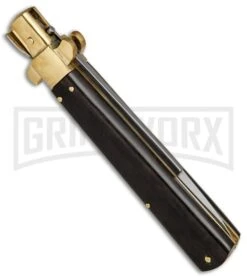 AGA Campolin 11" Frosolone Ebony/Brass Stiletto Automatic Knife - Bayonet -Automatic Knives Shop AGA Frosolone Ebony Brass 11in Bayo BP 29295 jr side large