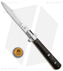AGA Campolin 11" Frosolone Bayonet Stiletto Automatic Knife Ebony (5" Satin) -Automatic Knives Shop AGA Frosolone Ebony Nickel 11in Bayo BP 29294 jr bottlecap