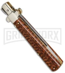 AGA Campolin 11" Frosolone Snake Wood Stiletto Automatic Knife - Bayonet -Automatic Knives Shop AGA Frosolone Snake Nickel 11in Bayo BP 29298 jr side large