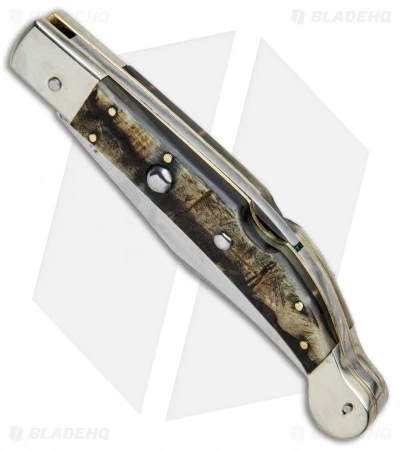 AGA Campolin 9" Sahara Italian Stiletto Automatic Knife Ram Horn (3.8" Mirror) 2 AGA Campolin 9" Sahara Italian Stiletto Automatic Knife Ram Horn (3.8" Mirror) - Image 2