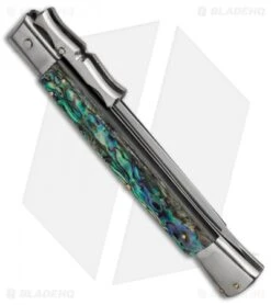 AGA Campolin 13" Bat Swinguard Automatic Knife Abalone (5.75" Dagger) -Automatic Knives Shop aga 13in swing bat abalone dagger ni side cm