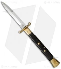 AGA Campolin 13" Swinguard Automatic Knife Brass/Ebony Wood (5.75" Satin Bayo)