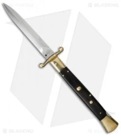 AGA Campolin 13" Swinguard Automatic Knife Brass/Ebony Wood (5.75" Satin Dagger)