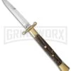 AGA Campolin 13" Stiletto Brass Swinguard Stag Horn Automatic Knife - Bayonet