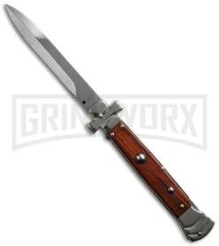 A.G.A. Campolin 9" Maltese Cross Stiletto Cocobolo Automatic Knife - Bayonet