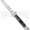 A.G.A. Campolin 9" Maltese Cross Stiletto Dark Horn Automatic Knife - Dagger