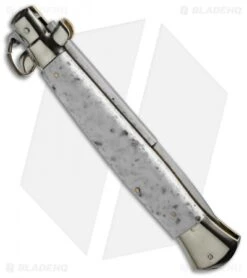 AGA Campolin 15" Ring Pull Automatic Italian Stiletto Marble (7" Satin Bayo) 5 AGA Campolin 15" Ring Pull Automatic Italian Stiletto Marble (7" Satin Bayo) -Automatic Knives Shop aga campolin 15in cookies n cream ring pull bayo bp 18064 cm side