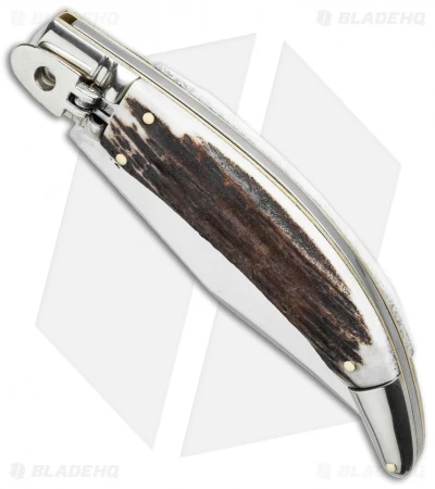 AGA Campolin Diana Lever Lock Automatic Knife Stag Horn (3.75" Satin) 3 AGA Campolin Diana Lever Lock Automatic Knife Stag Horn (3.75" Satin) - Image 3