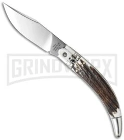 AGA Campolin Diana Stag Horn Lever Lock Automatic Knife - Satin Plain