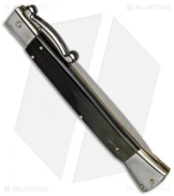 AGA Campolin 13" Swinguard Automatic Knife Dark Horn (5.75" Satin Dagger) 5 AGA Campolin 13" Swinguard Automatic Knife Dark Horn (5.75" Satin Dagger) -Automatic Knives Shop aga campolin stiletto 13in swing dark horn dagger BP 18155 dl side