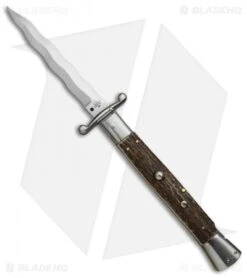 AGA Campolin 13" Swinguard Automatic Knife Stag Horn (5.75" Satin Kris)