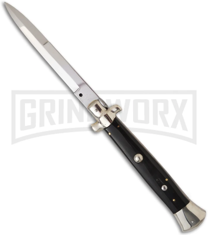 A.G.A. Campolin 15" Italian Stiletto Dark Horn Automatic Knife - Bayonet 1 A.G.A. Campolin 15" Italian Stiletto Dark Horn Automatic Knife - Bayonet