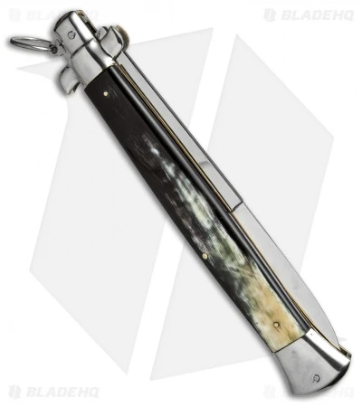 AGA Campolin 18" Ring Pull Automatic Knife Brazilian Horn (8" Satin Bayo) 3 AGA Campolin 18" Ring Pull Automatic Knife Brazilian Horn (8" Satin Bayo) - Image 3