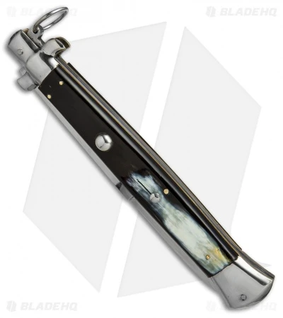 AGA Campolin 18" Ring Pull Automatic Knife Brazilian Horn (8" Satin Bayo) 2 AGA Campolin 18" Ring Pull Automatic Knife Brazilian Horn (8" Satin Bayo) - Image 2