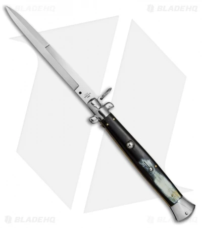 AGA Campolin 18" Ring Pull Automatic Knife Brazilian Horn (8" Satin Bayo) 1 AGA Campolin 18" Ring Pull Automatic Knife Brazilian Horn (8" Satin Bayo)