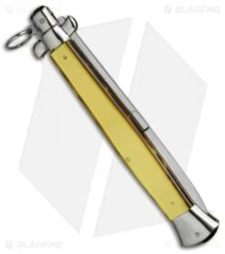 AGA Campolin 18" Ring Pull Automatic Italian Stiletto Gold (8" Satin Bayo) -Automatic Knives Shop aga champolin 18in stiletto gold bayo BP 18400 er side