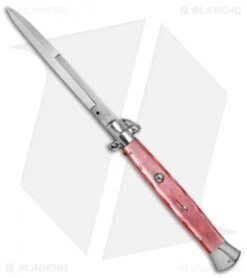 AGA Campolin 18" Stiletto Automatic Knife Pink Acrylic (8" Satin Bayo)