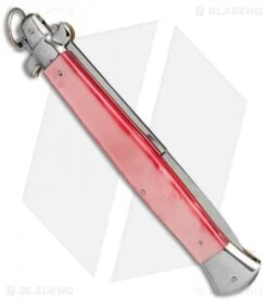 AGA Campolin 18" Stiletto Automatic Knife Pink Acrylic (8" Satin Bayo) -Automatic Knives Shop aga champolin 18in stiletto pink bayo BP 18401 er side