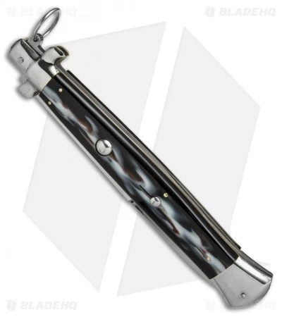 AGA Campolin 18" Ring Pull Automatic Italian Stiletto Sim Horn (8" Satin Bayo) 2 AGA Campolin 18" Ring Pull Automatic Italian Stiletto Sim Horn (8" Satin Bayo) - Image 2