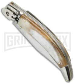 AGA Campolin Diana Honey Horn Lever Lock Automatic Knife - Satin Plain -Automatic Knives Shop aga diana leverlock honey horn bottom cm large