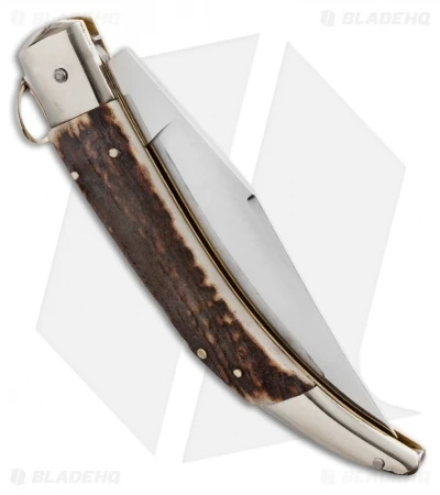 AGA Campolin Catalana Ring Pull Automatic Knife Stag Horn (4.5" Satin) 2 AGA Campolin Catalana Ring Pull Automatic Knife Stag Horn (4.5" Satin) - Image 2