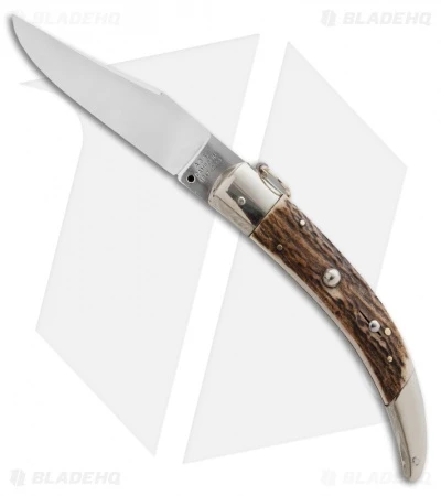 AGA Campolin Catalana Ring Pull Automatic Knife Stag Horn (4.5" Satin) 1 AGA Campolin Catalana Ring Pull Automatic Knife Stag Horn (4.5" Satin)